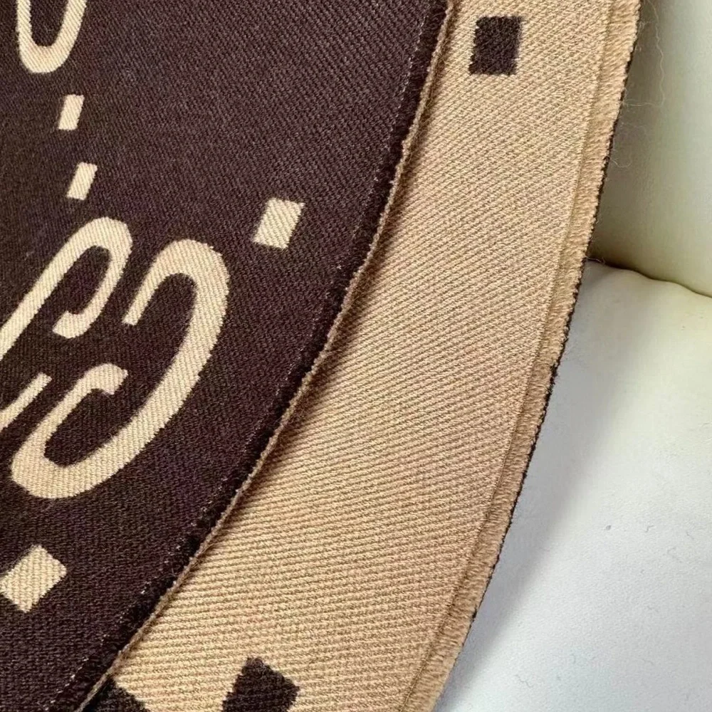 Designer-Inspired Reversible Brown & Beige Logo Scarf